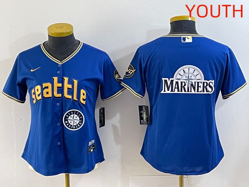 Youth 2025 Seattle Mariners Blank Blue City Edition Nike MLB Jersey style 14